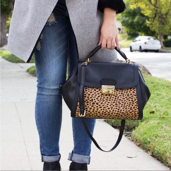 Vera Bradley Quilted Stella Leather Mini Satchel Crossbody Bag Cheetah Black Cat - Picture 1 of 15